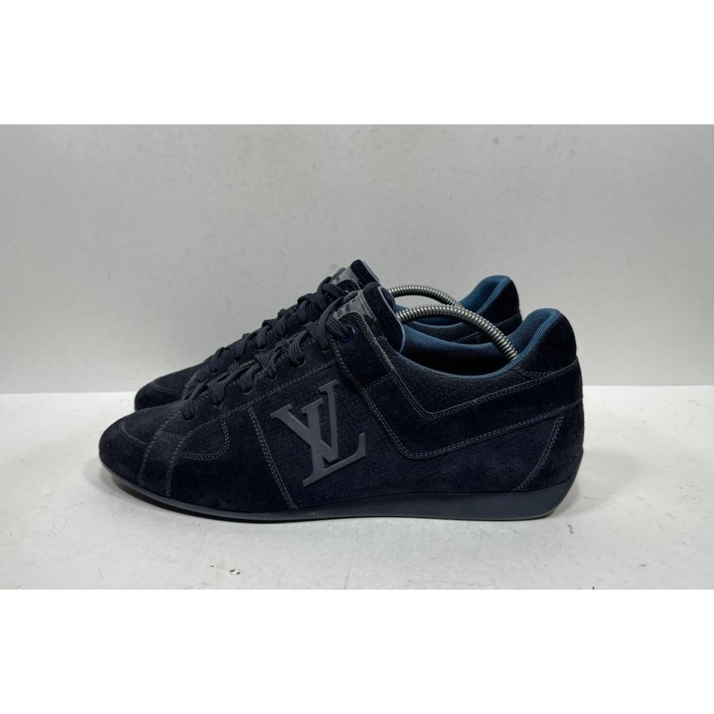 Louis Vuitton Navy Blue Suede Low Top Lace Up Men's Size 10 US / 9 UK Sneakers - Picture 4 of 9